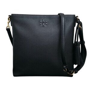 Tory Burch Thea Swingpack Black Pebbled Leather Crossbody Shoulder Bag